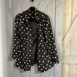 RD Style Black and White Polka Dot Hooded Trench Rain Coat